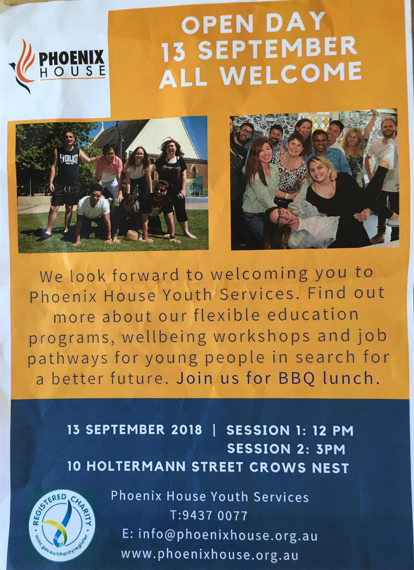 Phoenix House Open Day 13th September 2018 Rotary Club of Crows Nest